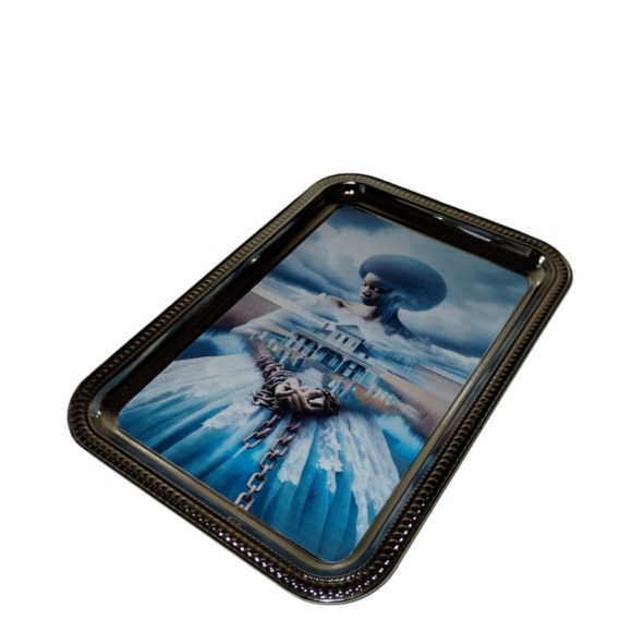 Custom Made 11x7 Stainless Steel Black History Trinket Rolling Tray - Picture 3 of 5